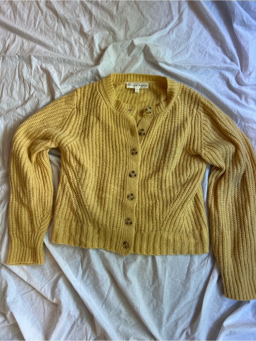Cottagecore Butter Yellow Button-Up Knit Cardigan